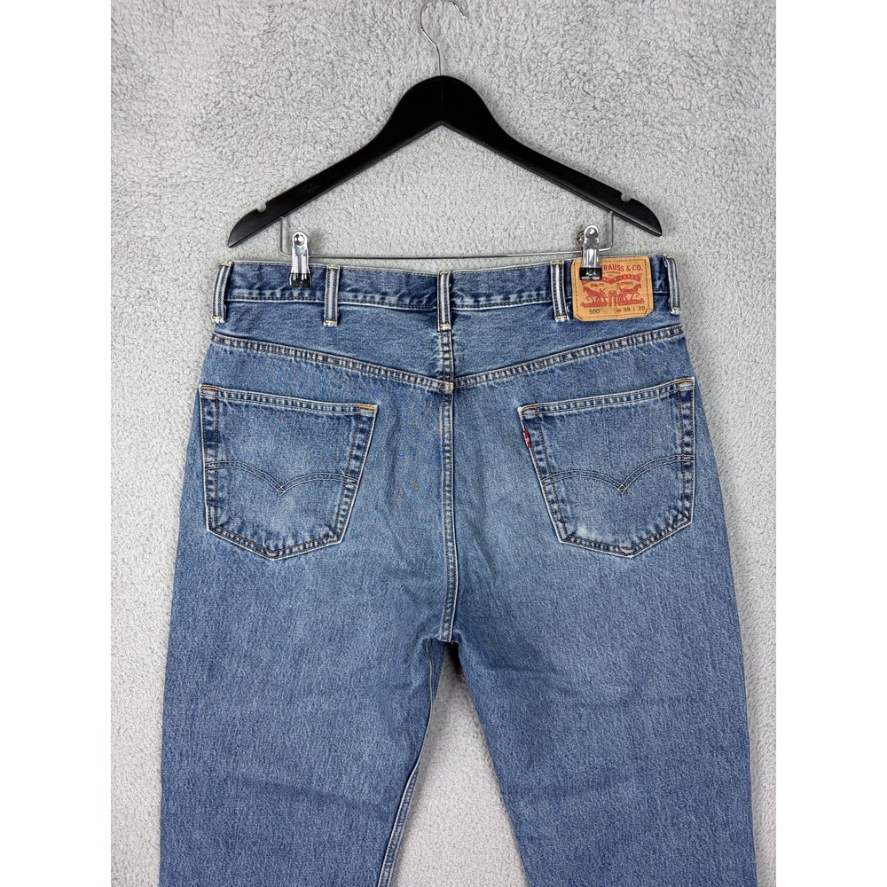 Levis 550 Jeans Mens 38x29 Blue Stone Wash Relaxed Tapered Denim Pants